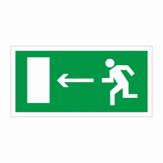 Е 04 Направление к эвакуационному выходу налево - Знаки безопасности