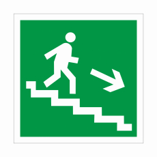 Е 13 Направление к эвакуационному выходу по лестнице вниз - Знаки безопасности