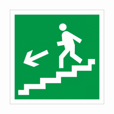 Е 14 Направление к эвакуационному выходу по лестнице вниз - Знаки безопасности