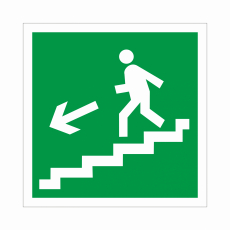 Знак E 14 "Направление к эвакуационному выходу по лестнице вниз", 100х100мм, пленка - Знаки безопасности