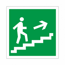 Знак E 15 "Направление к эвакуационному выходу по лестнице вверх", 200х200мм, фотолюм.пленка - Знаки безопасности