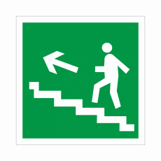 Знак E 16 "Направление к эвакуационному выходу по лестнице вверх", 300х300мм, пластик - Знаки безопасности