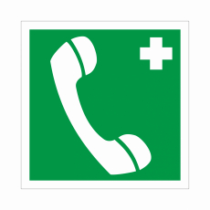 Знак EC 06 "Телефон связи с медицинским пунктом (скорой медицинской помощью)", 100х100мм, металл - Знаки безопасности