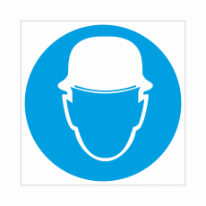Знак M 02 "Работать в защитной каске (шлеме)", 200х200мм, пластик - Знаки безопасности