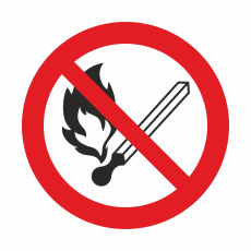 P 02 Запрещается пользоваться открытым огнем и курить - Знаки безопасности