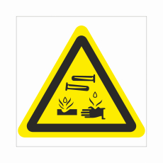 Знак W 04 "Опасно. Едкие и коррозионные вещества", 100х100мм, пленка - Знаки безопасности