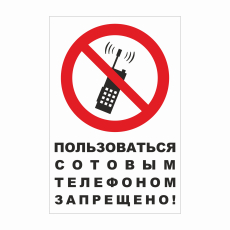 Знак "Пользоваться сотовым телефоном запрещено", 200х300мм, пластик - Знаки безопасности