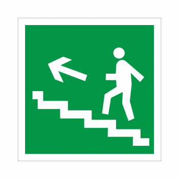 Знак E 16 "Направление к эвакуационному выходу по лестнице вверх", 100х100мм, пленка - Знаки безопасности